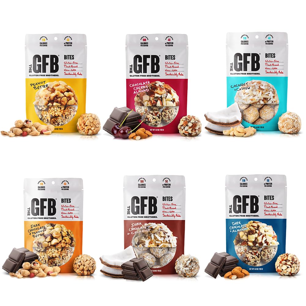 GFB Çeşitli Paketi Protein Bitleri - Gluten Ücretsiz, Bitki bazlı, GMO, Sustainable Made – Ridiculously Tasty, Sağlıklı, Vegan, Protein Enerji Balls, 4 oz (6 Count)