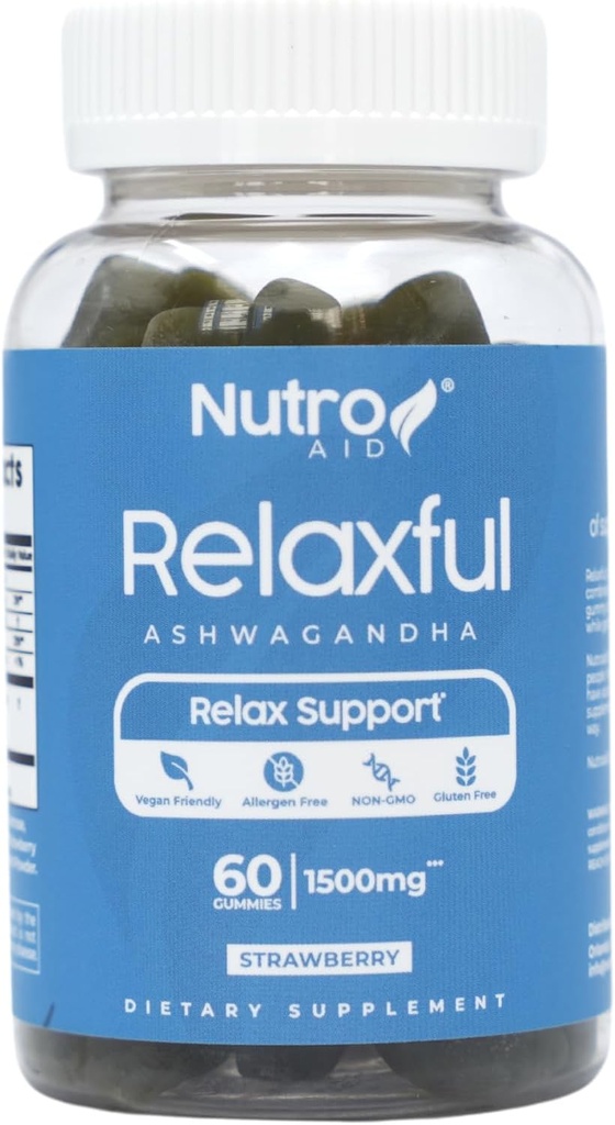 Ashwagandha Gummies - Χαλαρώστε ήρεμοι Gummies - Gummy Βιταμίνες με τροπική γεύση φράουλας - Ashwagandha Συμπληρώματα εκχύλισμα ρίζας Herbal - Multivitamin Gummies για ύπνο - 60 Gummies