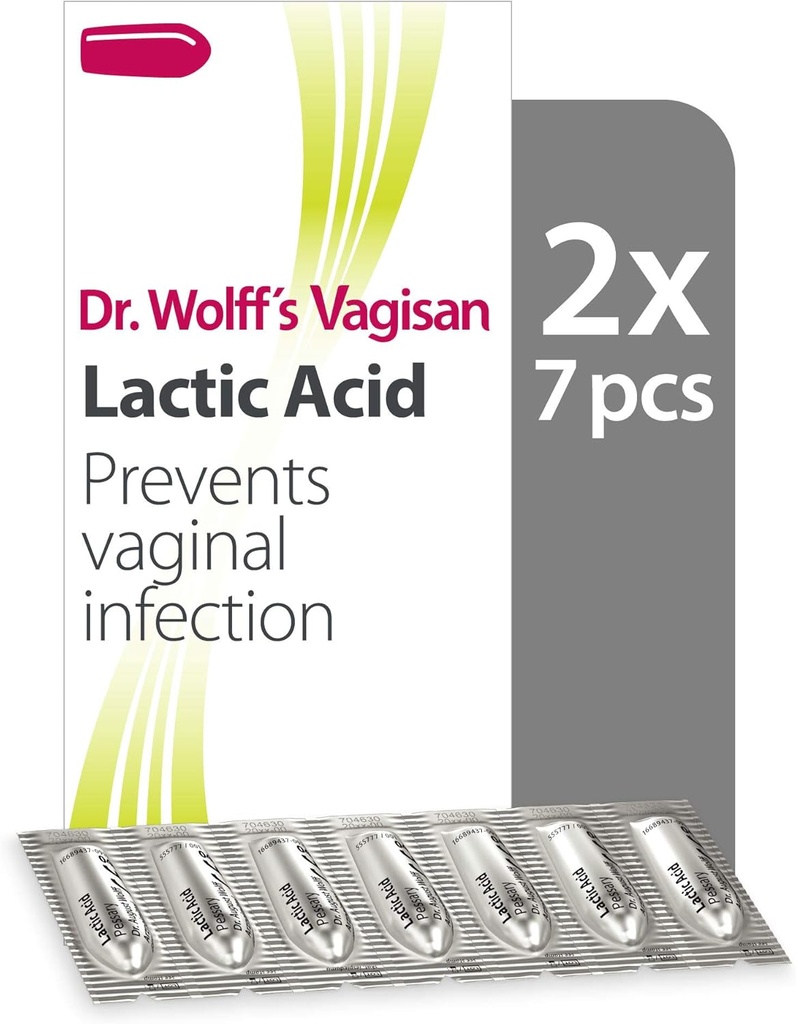 Vagisan Dr. Wolff's Lactic Acid Pessaries, Daily Vaginal Health & Intimate Hygiene, Enfeksiyonu Önleme, 2X7par