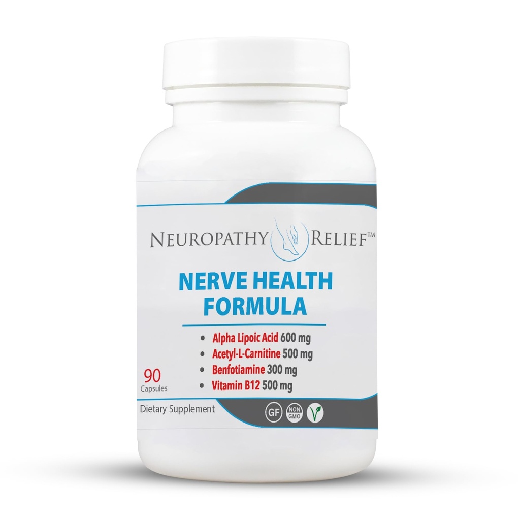 Neuropathy ReliefTM Nerve Health Formula - Προηγμένη υποστήριξη με Alpha Lipoic Acid, Acetyl-L-Carnitine, Benfotiamine, και Βιταμίνη B12-90 Κάψουλες
