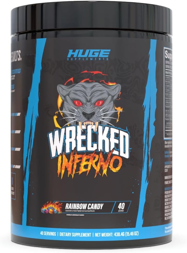 Wrecked Inferno - Termgenic Pre Workout For Men & Women, Art, Boost Thermogenesis & Metabolism, Advanced Egzersiz Performansı - Contains L-Citrulline, L-Carnitine, Beta-Alanine & More