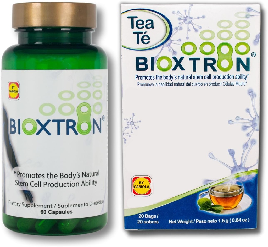 Bioxtron Natural AFA Stem Cell Supplement - Ortak Destek ve Kas Ağrısı - Immune System Support - Support Energy Levels - Natural Blue Green Algae Spirulina - 60 Caps + Çay Çanta