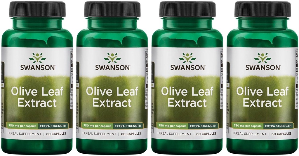 Swanson Olive Leaf Extract Capsules% 20 Ol Europein - (60 Capsules, 750 mg Her) 4 Pack
