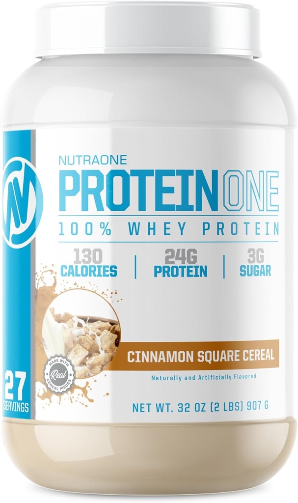 NutraOne ProteinOne Whey proteini Kurtarmayı Teşvik Ediyor ve Erkekler ve Kadınlar için bir Protein Shake Toz (Cinnamon Square Cereal- 2 lbs.)