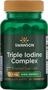 Swanson Triple Iodine Kompleksi - Vital Yourroid Support-Promotes Metabolic Function, Artan Red Blood Cell Production, & Heart Health-(60 Veggie Capsules, 12.5 mg each) 1 Pack