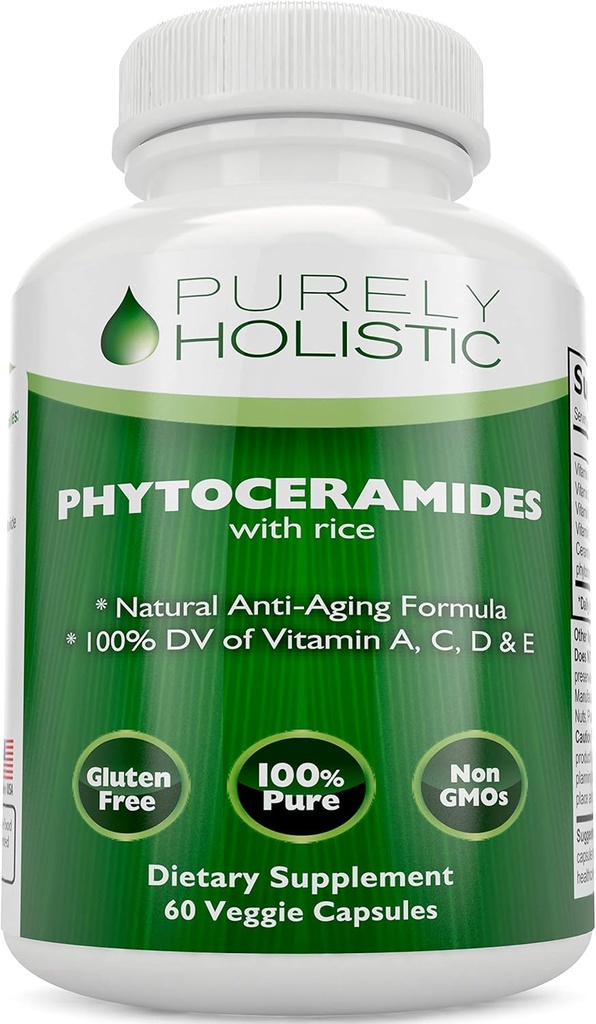 Phytoceramids Skin Therapy Supplement 60 Capsules %100 Rice %100 Doğal Vejetaryen / Vegan Capsules 100% DV of Vitamin A,C,D & E with No Fillers or Yapay Malzemeler