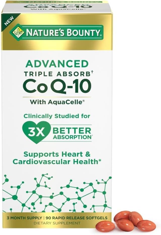 Nature's Bounty Advanced Triple Absorb Co Q-10, Kalp Sağlığı, Hızlı Yayın Softgels, 90 Ctt