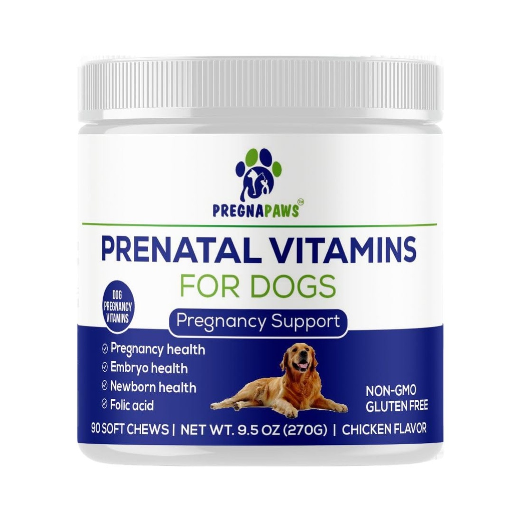 Köpek Prenatal Vitaminleri - Sağlıklı Gebelik, Puppy Development & Lactation - Folic Acid, Iron & Food - Gelişmiş Prenatal Supplement for Hamile and Nursing Dogs - 90 Soft Chews