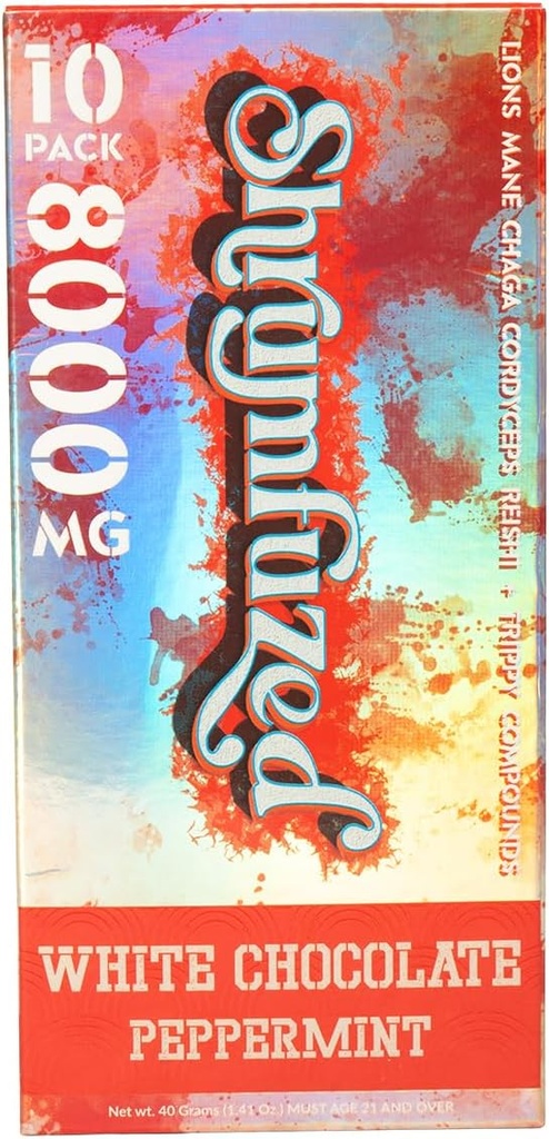 Perrietary Nootropic Gummy 8000mg - Lion's Mane, Reishi, Chaga ve Cordycep Nootropic Tripe Mushroom Mix (10, White Chocolate Peppermint)