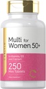 Carlyle Multivitamin for Women 50 Plus | 250 Mini Tabletler | Demir Ücretsiz Supplement | Vitaminler A, B12, C, D3, Folate (Folic Acid) ve Macau | Non-GMO, Gluten Free