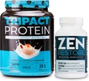 Nutrology TRIPACT protein Toz, 7-in-1 Mealchange Shake, Vanilla Latte Cinnamon Flavor (20 hizmet) Zen Natural Magnezyum Supplement (30 hizmet)