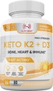K2 + D3 todis - Bone, Heart ve Immune Formula - Kadınlar ve Erkekler için K2 D3 Vitamin Tamam - 60 Capsules