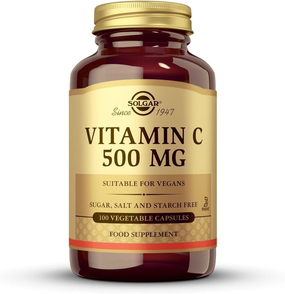 Solgar Vitamin C 500 mg, 100 Sebze Kapsülleri - Antioksi & Immune Support - Genel Sağlık - Sağlıklı Cilt ve Ortakları Destek - GMO, Vegan, Gluten Ücretsiz, Kosher - 100 Hizmet