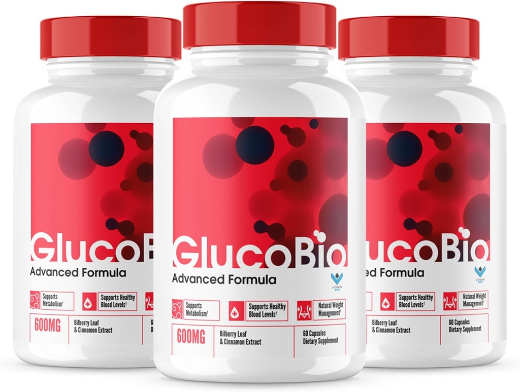 (Official 3 Pack) Glucobio Capsules, Gluco Bio Blood Support Pills Gelişmiş Formula, GlucoBio Tüm Doğal Malzemeler, GlucaBio Maksimum Güçlü, Glucbio, Glucobio Blood, Glycogen Support (180 Caps)