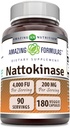 Amazing Formulas Nattokinase Diyetary Supplement 100 mg Veggie Capsules Supplement | 2000 FU Enzyme Activity | Non-GMO | Gluten Free | Made in USA (180 Count)