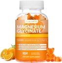 Glycinate Gummys Μαγνήσιο 1000mg, Υψηλής Απορρόφησης Χωρίς Ζάχαρη Μαγνήσιο Κάλιο συμπλήρωμα για χαλάρωση, ανακούφιση στρες και υποστήριξη ύπνου για ενήλικες & παιδιά - 90 Orange Gummies