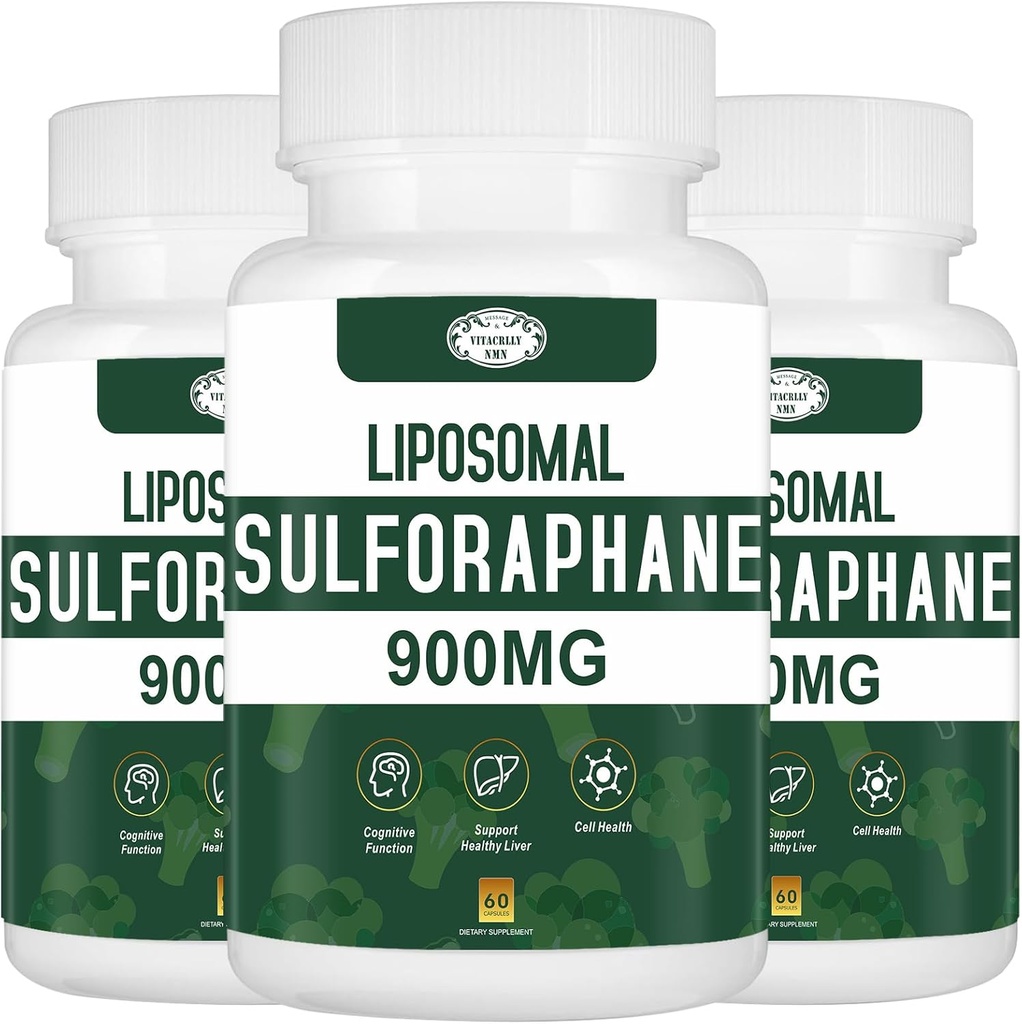 900MG Liposomal Sulforafane συμπλήρωμα εκχύλισμα μπρόκολου, συμπλήρωμα ήπατος για Αντιοξειδωτικό, Διέγερση, Κυτταρική Υγεία 180 κάψουλες