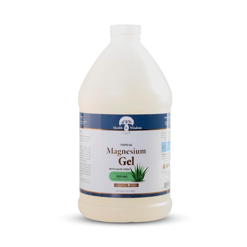 Sağlık ve Bilge Saf Magnezyum Gel, Seaweed Extract ve Aloe Vera ile - Topical Muscle & Joint Relief- Natural and Pure Skin & Scalp Moisturizing - Geliştirilmiş Aborpsiyon - 64 Fl oz