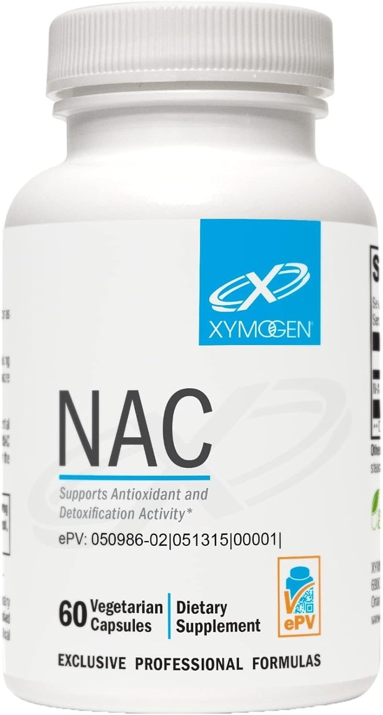 XYMOGEN NAC N-Acetyl-Cysteine 600 mg - Cardiovascular, Antioksi, Liver Detox + Immune Support Supplement - Supports Glutathione Synthesis - Non-GMO NAC Supplement (60 Capsules)