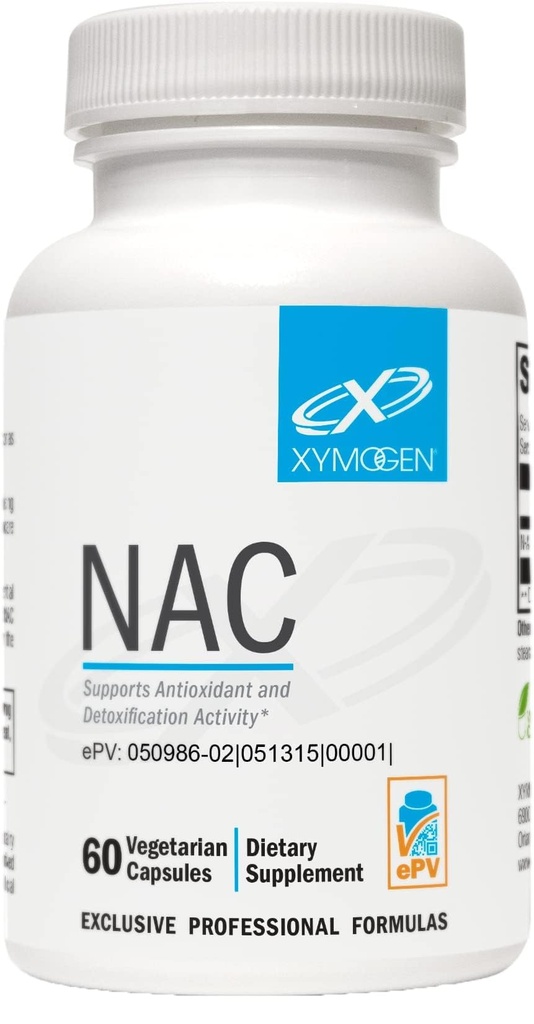 XYMOGEN NAC N-Acetyl-Cysteine 600 mg - Cardiovascular, Antioksi, Liver Detox + Immune Support Supplement - Supports Glutathione Synthesis - Non-GMO NAC Supplement (60 Capsules)