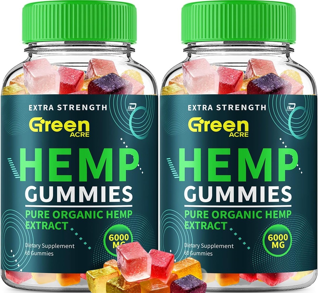 Green Acre Hemp Gummies - with Seed Extract Green Acre Hemp Gummies Tinnitus Herbal Supplement, Health and Wellness Support, All Natural Green Acre Gummy (2 Pack - 120 Gummies)