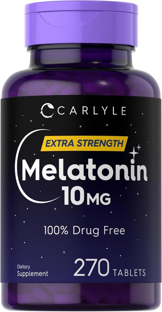 Carlyle Melatonin 10 mg | 270 Tabletler | L-Theanine | Vegetarian, Non-GMO, Gluten Free Supplement Supplement