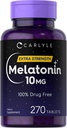 Carlyle Melatonin 10 mg | 270 Tabletler | L-Theanine | Vegetarian, Non-GMO, Gluten Free Supplement Supplement