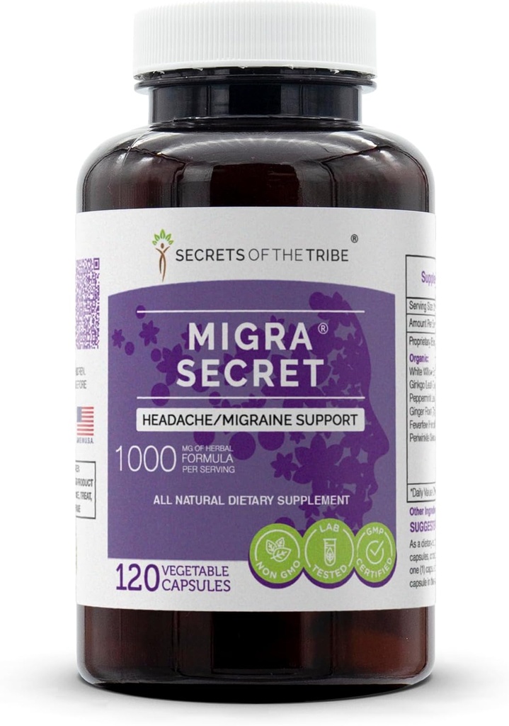 Kabilenin Sırları - Migra Secret, Headache/Migraine Support, Herbal Supplement Blend (120 Capsules)