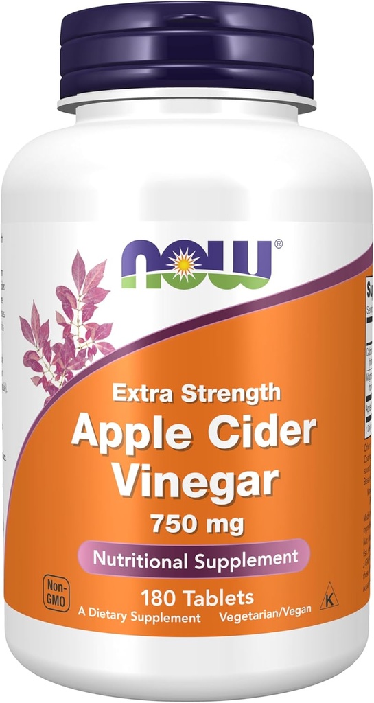 Şimdi Gıdalar Tamamlıyor, Apple Cider Vinegar 750 mg, Sweet Apple Cider, Ekstra Kuvvet, 180 Tabletler