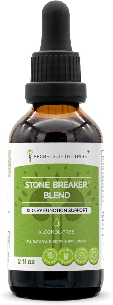 Μυστικά της φυλής Stone Breaker Blend Alcohol-Free Extract, Stonebreaker, Burdock, Yucca, Goldenrod, Horsetail, Tribulus. Βάμμα γλυκερίτη, υποστήριξη λειτουργίας νεφρών (2 fl oz)