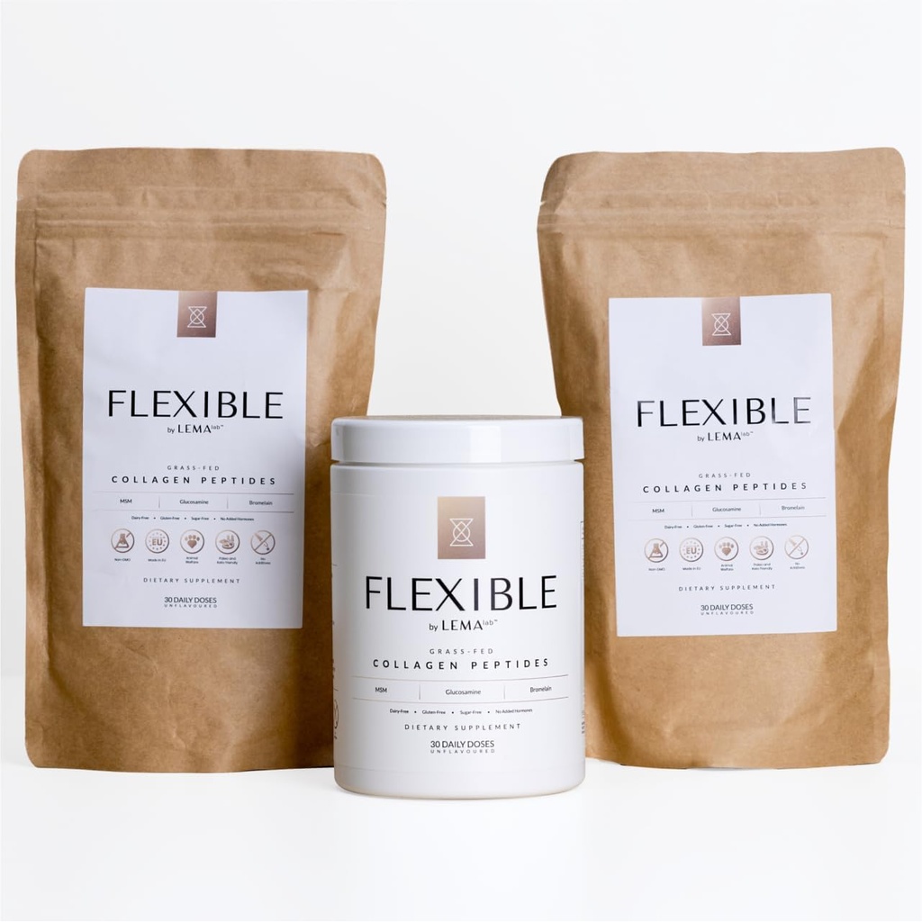 LEMAlab Flex Collagen, Toz 3-Month Supply – Kadınlar Ortak Sağlık ve Kurtarma Formula - Grass Fed Collagen Toz Unflavored, 90 Günlük doz