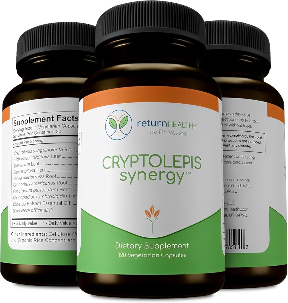 Cryptolepis Synergy, Immune Support Vitamins, Immune System Branson for Yetişkinler, Liver, Lymphatic, & Immune Support Supplement, Supports Lyme & Natural Parasite Defense, 120 Capsules, 3 Pack