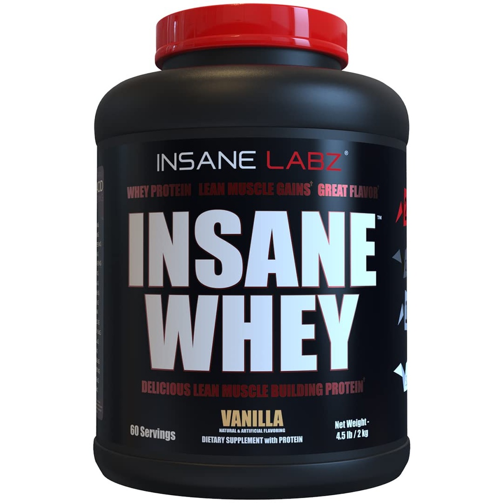 Insane Whey,% 100 Kas Building Whey proteini, Post Workout, BCAA Amino Profil, Mass Winer, Mealchange, 5lbs, 60 Srvgs, (Vanilla)