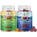 Πακέτο Παίδων Πολυβιταμίνες Gummies για Ανοσία Υποστήριξη με Βιταμίνες A C D3 E B και Ψευδάργυρος και Παιδιά Μαγνήσιο Gummies - Ηρεμία Χαλαρώνοντας Mag Citrate με Βατόμουρο Γεύση για Νεύρο & Καρδιά Υγεία