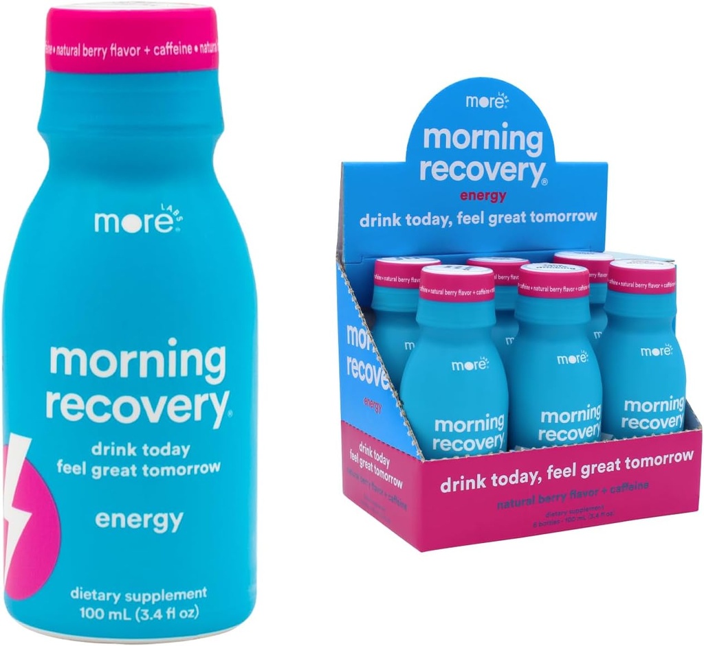 Sabah Kurtarma, Enerji ile Elektrolyte, Süt Butle İçilirken, İçmeye Dayanıklı Formülasyon Yüksek Plastik DHM, GMO, Vegan, Gluten-Free, Berry, 6 Paket