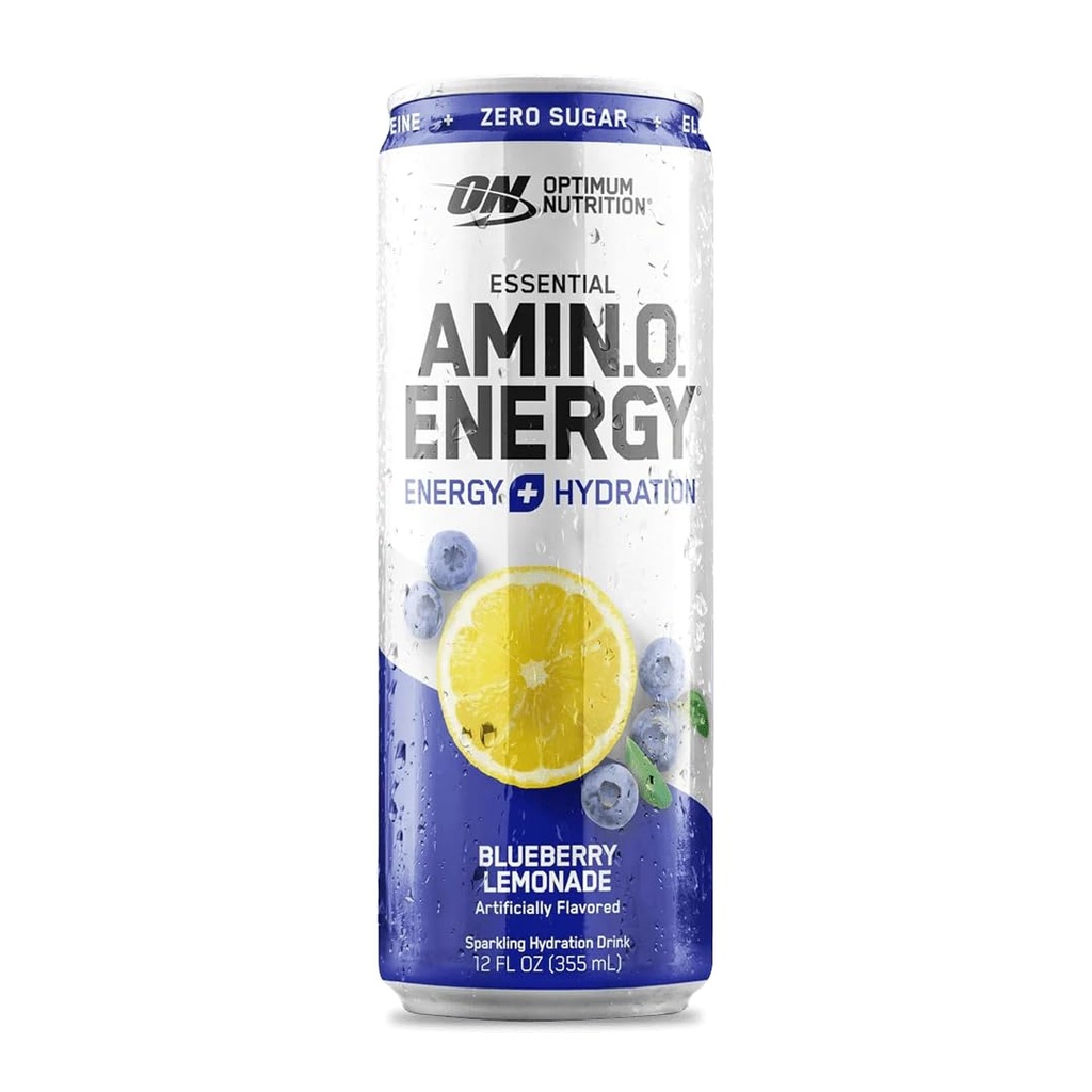 Optimum Nutrition Amino Energy Sparkling Hydration Drink, Electrolytes, Caffeine, Amino Acids, BCAAs, Sugar Free, Blueberry Lemonade, 12 Fl Oz, 1 μέτρημα (Packaging May Vary)