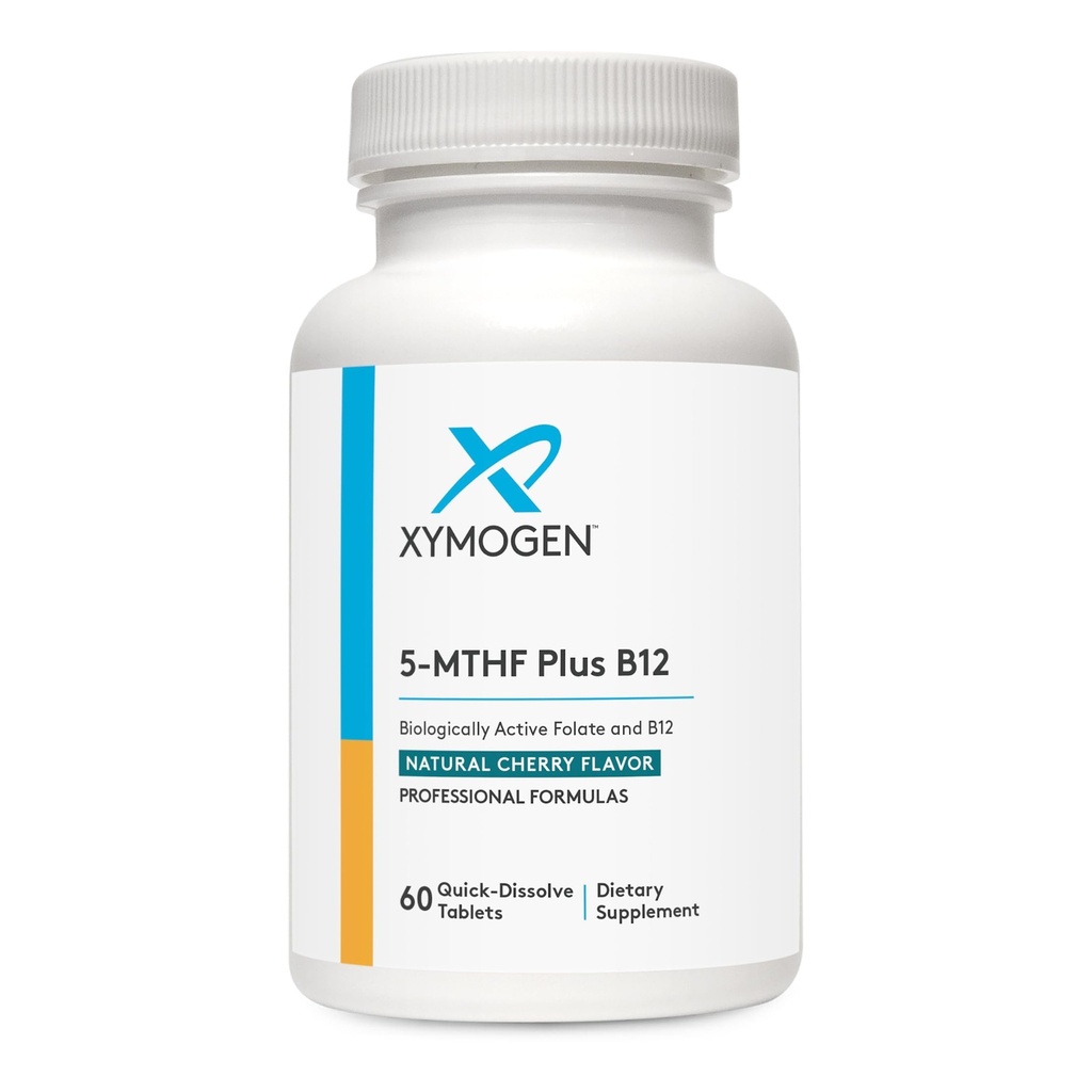 XYMOGEN 5MTHF Plus B12 - Biyolojik olarak Active Folate + Methylcobalamin) Methylation ve Nervous System Health - Great-Tasting Cherry Flavor (60 Hızlı-Dissolve Tabletleri)