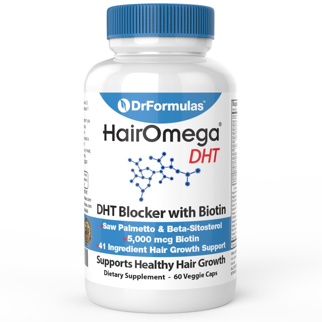 DrFormulas SaçOmega FB Blocker Biotin 5000 mcg Vitamins for Saç Büyüme Tamam | Kadınlar ve Erkekler için Saç Kayıp Pilleri, 30 Gün Supply