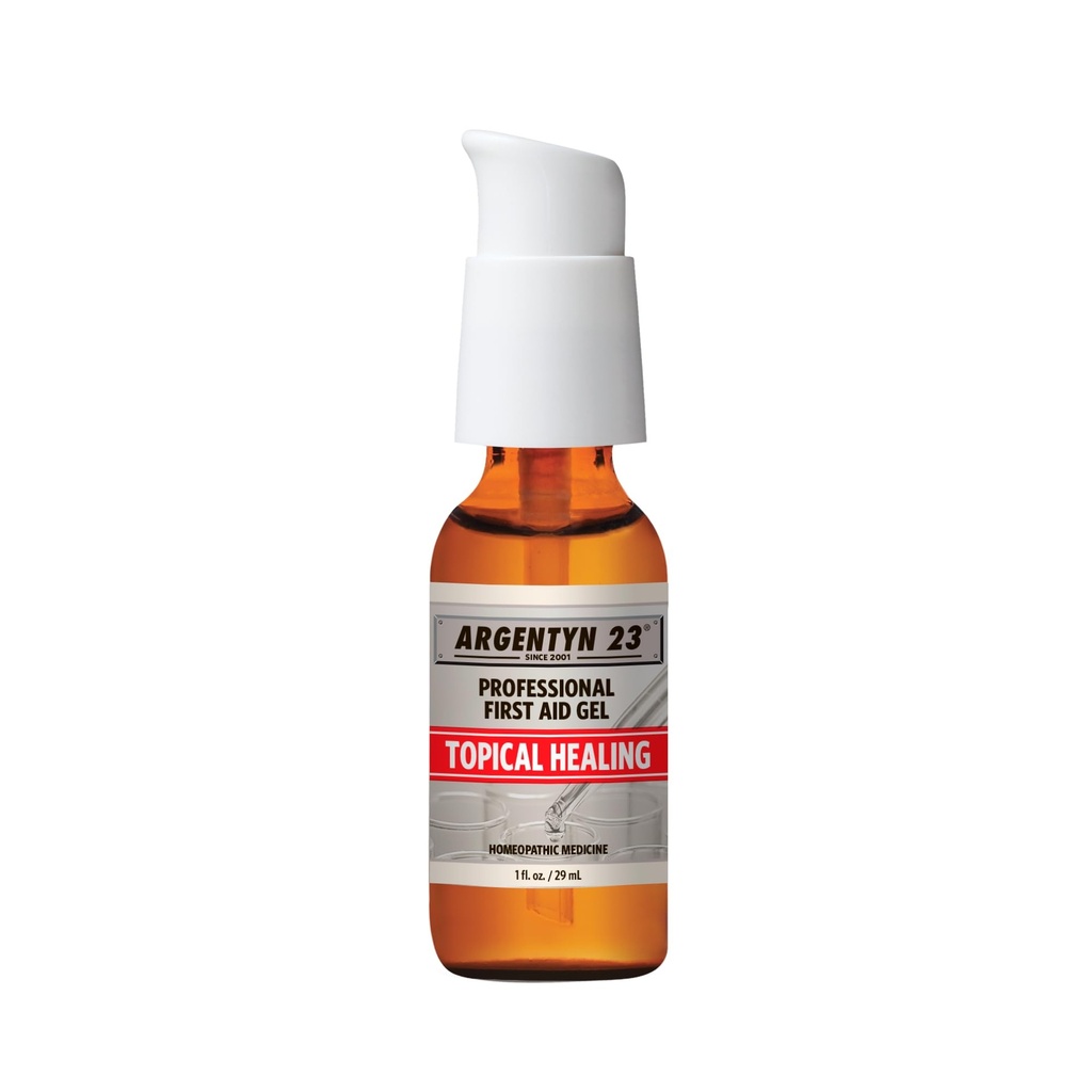 Argentyn 23 Professional Silver First Aid Gel - Argentum Metallium Gel Wound Care Support, Topical Skin Care for Soothing Support with Convenient Pump - 1 fl oz (30 mL)