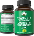 Immune Support Supplement with 6 Top Materialss. D3 B2 + C + Elderberry + çinko + Quercetin. 5000 IU Vitamin D. çinko 15 mg. Immunity Capsules içerir. Kadınlar ve Erkekler için Tamamlar