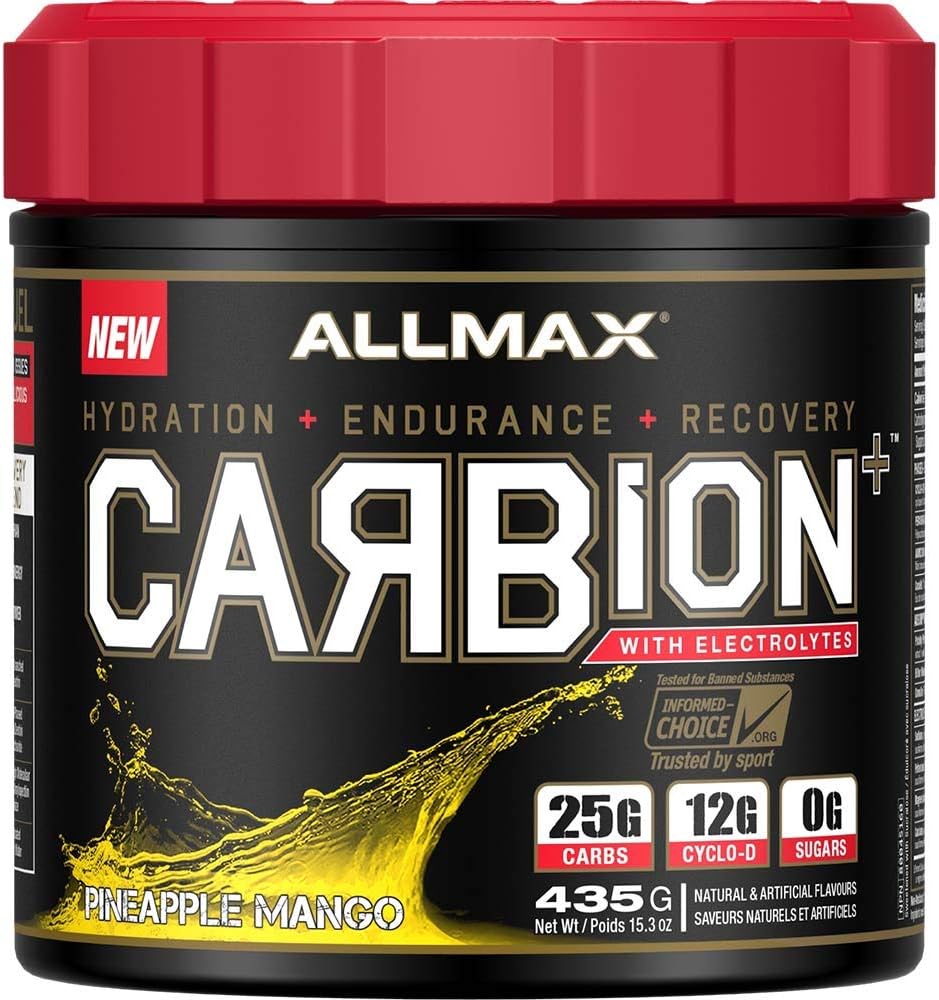 ALLMAX Beslenme - CARBION+ Electrolytes, Supports Endurance, Recovery ve Egzersiz Performansı, Gluten Free ve Vegan, Pineapple Mango, 25 Hizmet