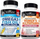 Kadınlar Kapsülleri için Günlük Multivitamin (1 Ay Supply) Plus Triple Strength Omega Omega 3 Fish Oil Softgels (2 Ay Supply)