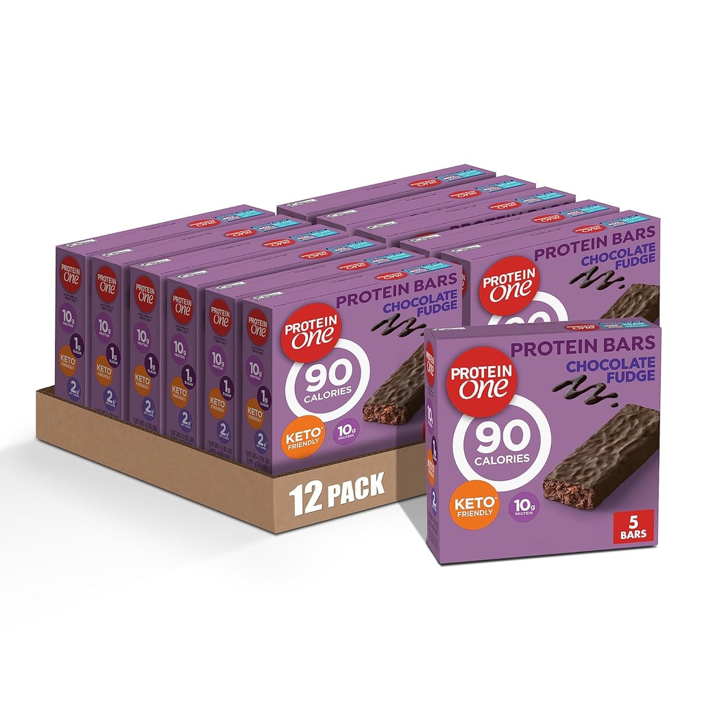 Protein One 90 Calorie protein Bars, Chocolate Fudge, Keto Friendly, 5 Ct, 4.8 oz (Brook of 12)