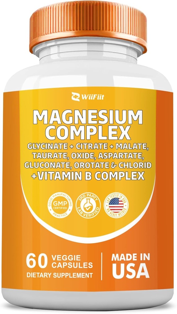 Magnezyum Kompleksi Tamam, Clycinate 141 mg Oksit 228mg Malate 58.5 mg Citrate 62.4 mg Orotate Glycina Taurate Chloride Aspartate Gluconate B, Mineral Supplements 60 Capsules