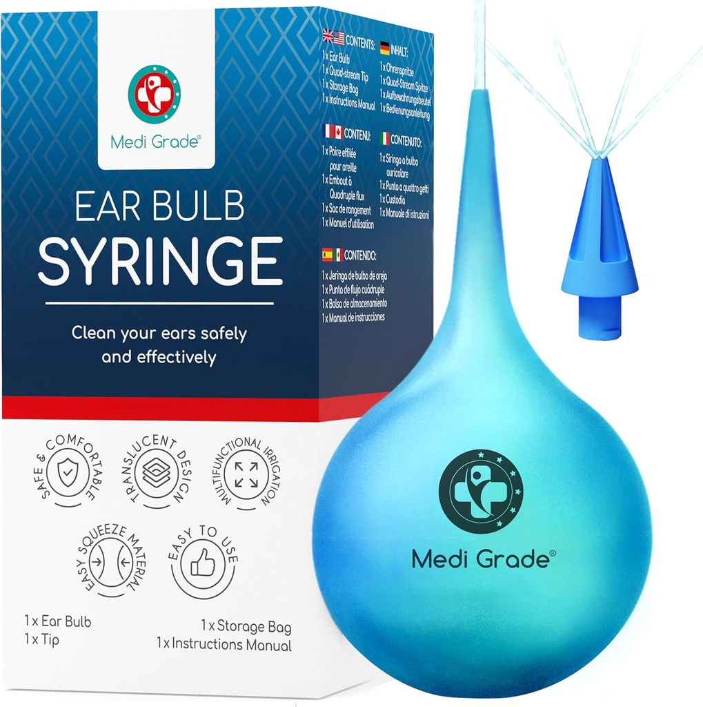 Medi Grade Ear Bulb reflecte - Etkili Ear Wax Removal Tool with Add-on Quad-Stream Tip - Travel-Friendly Ear Temizlik Kit for Gentle Ear Beauty - Ear Flush