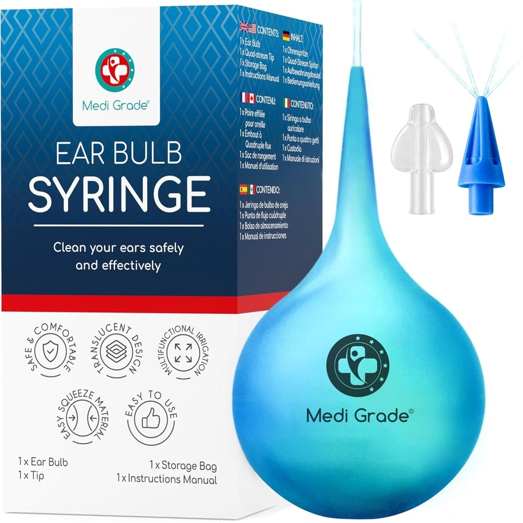 Medi Grade Ear Bulb reflecte - Etkili Ear Wax Removal Tool with Add-on Quad-Stream Tip - Travel-Friendly Ear Temizlik Kit for Gentle Ear Beauty - Ear Flush