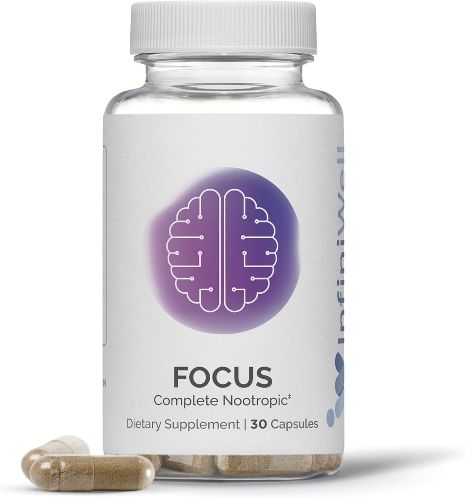 InfiniE Focus Supplement - Breakthrough Nootropic - Aid Brain Health & Working Memory Support - Günlük Nörolojik İşleme, Zihinsel Acuity, Enerji ve Bilişsel Fonksiyonl (30 Capsules)
