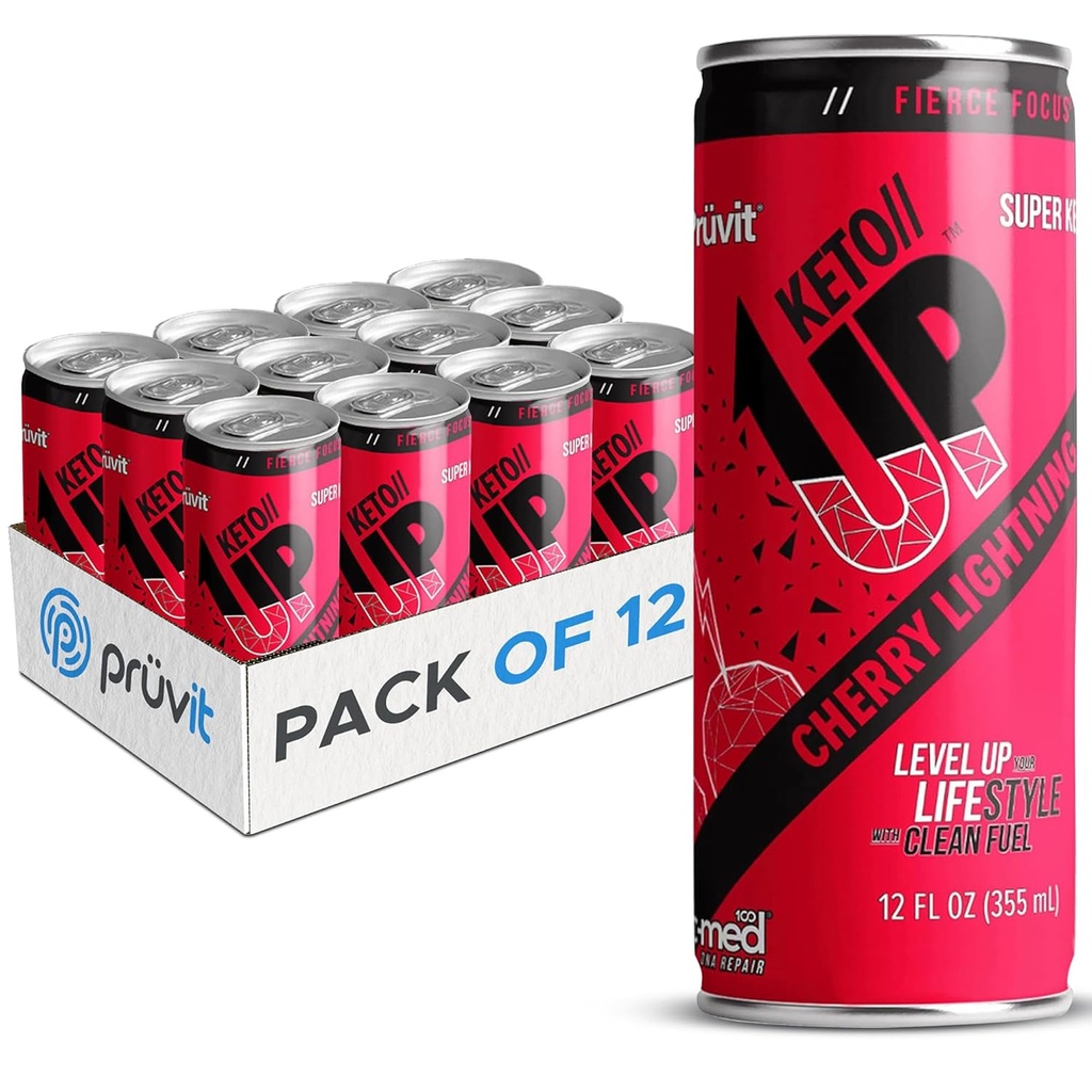 Cherry Lightning Keto/Up® Drink - Erkekler ve Kadınlar için Focus için Hazır-Drink Ketones - 12 Pack