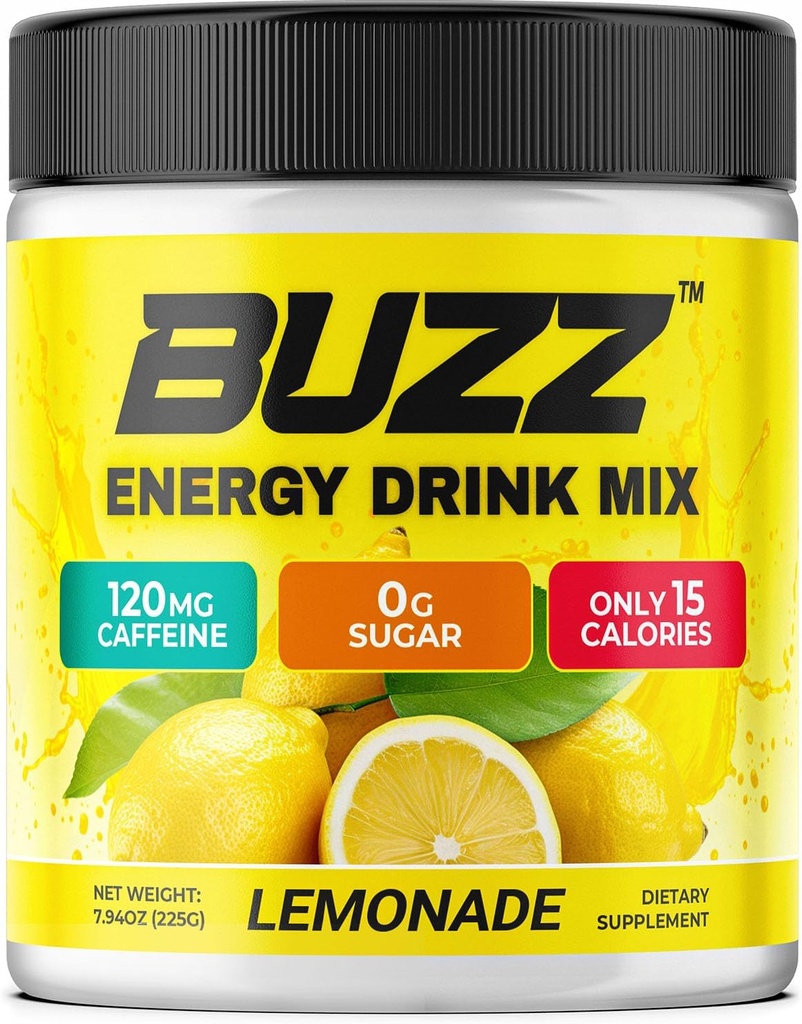 Sabah Buzz Energy Drink Toz - Enerji Boost - Sugar-Free Energy with Antioksis - Morning Kick and Sports Nutrition Endurance Ürün - 30 Hizmet, Lemonade, 8 Ounces, Lemonade, 8 Ounces