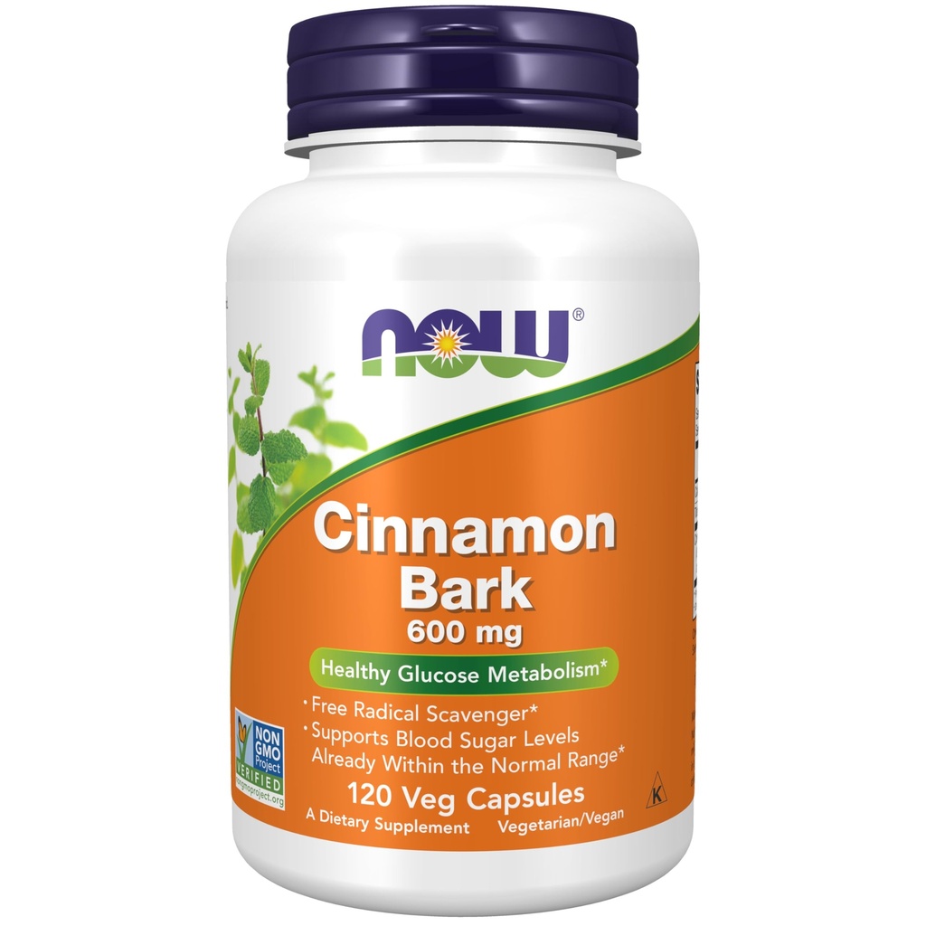 Şimdi Tamamlar, Cinnamon Bark 600 mg, Non-GMO Projesi Doğrulanmış, Sağlıklı Glucose Metabolism*, 120 Veg Capsulesm